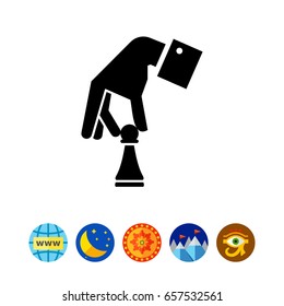 Hand Holding Chess Pawn Icon