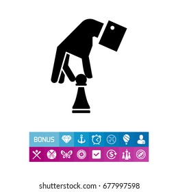 Hand Holding Chess Pawn Icon