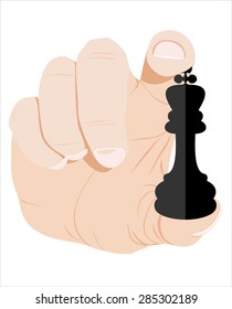 hand holding chess piece isolated on white background