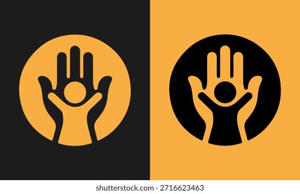 Hand haltendes Kindersymbol für Pflege und Schutz