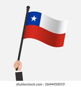 Mão segurando a bandeira do Chile acenando