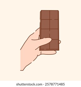 Hand Holding Chocolate Bar Icon Illustration