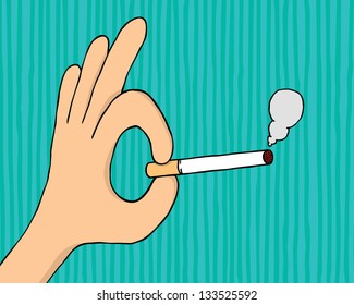 Hand holding a cigarette