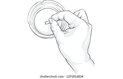 hand holding cigarette, hand activity, vector