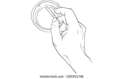hand holding cigarette, hand activity, vector