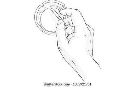 hand holding cigarette, hand activity, vector