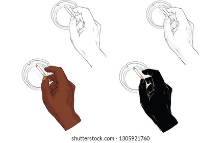hand holding cigarette, hand activity, vector