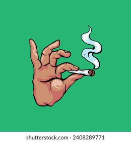 hand holding a cigarette or blunt smoking 