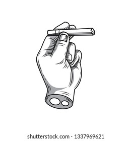 hand holding a cigarette hand drawing