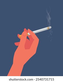 hand holding cigarette flat design vector illustration