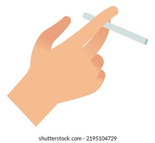 Hand holding cigarette flat icon. Smoking sign