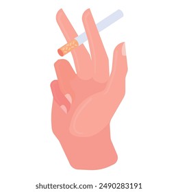 mano sosteniendo un cigarrillo ilustración plana