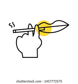 hand holding cigarette. icon design.