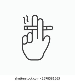 Hand holding cigarette icon isolated on white background