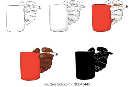 hand holding cigarette vector