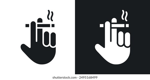 Handhaltendes Zigaretten-Vektorgrafik-Icon-Set im soliden Stil.