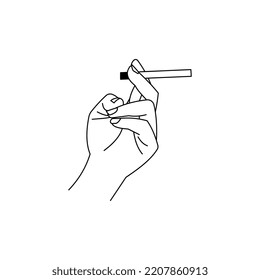 hand holding cigarette, vector illustration