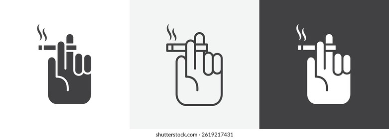Mão segurando ícones de vetor web de cigarro