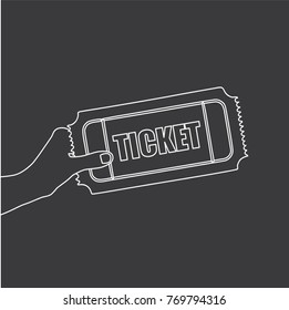 Hand holding a cinema ticket, vector illustration design. Hands collection.