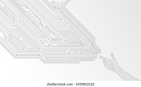 Concepto digital del circuito de retención manual. Ilustración vectorial