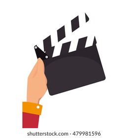 hand holding a clapboard