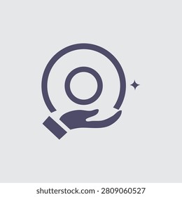Hand holding clean plate icon with cleaning