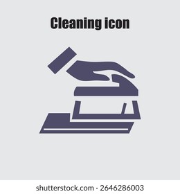 Uma mão segurando uma escova de limpeza retrata higiene, saneamento e limpeza geral em um design simples e moderno.
