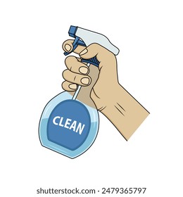 Pulverizador de limpieza de sujeción manual. Diseño de Vector