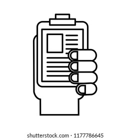 hand holding clipboard medical document