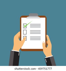 Hand holding clipboard - vector