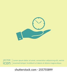 hand holding a clock. watch sign, Icon watch. symbol time