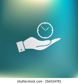 hand holding a clock. watch sign, Icon watch. symbol time