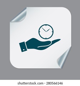 hand holding a clock. watch sign, Icon watch. symbol time