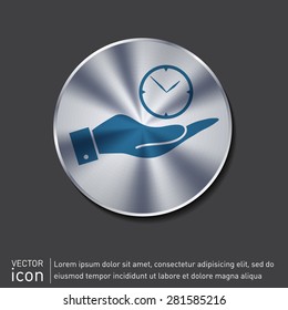 hand holding a clock. watch sign, Icon watch. symbol time