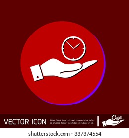hand holding a clock. watch sign, Icon watch. symbol time