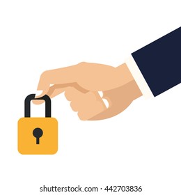 hand holding closed padlock icon