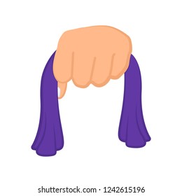 Hand holding a cloth. Vector illustration design