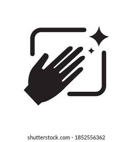 Hand Holding A Cloth Wiping A Surface Icon.