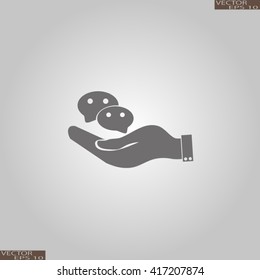 hand holding a the cloud of dialogue