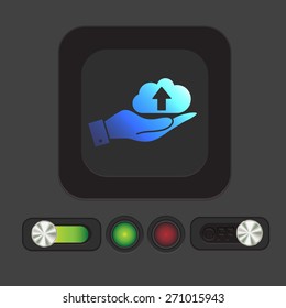 hand holding a cloud download. icon download files