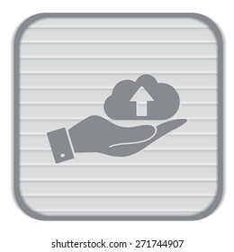 hand holding a cloud download. icon download files