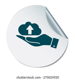 hand holding a cloud download. icon download files