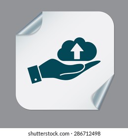 hand holding a cloud download. icon download files
