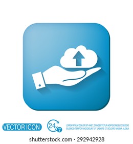 hand holding a cloud download. icon download files