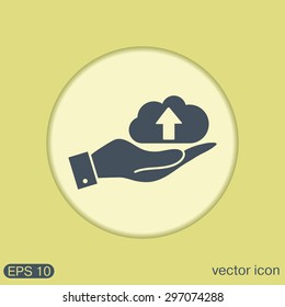 hand holding a cloud download. icon download files