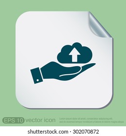 hand holding a cloud download. icon download files