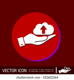 hand holding a cloud download. icon download files