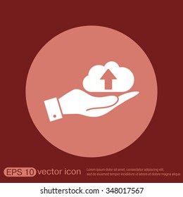 hand holding a cloud download. icon download files