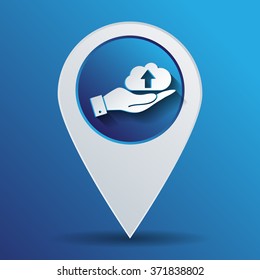 hand holding a cloud download. icon download files