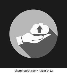 hand holding a cloud download. icon download files